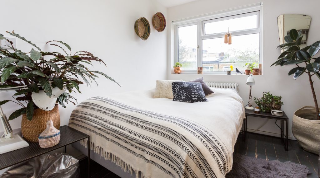 a double bed in a room