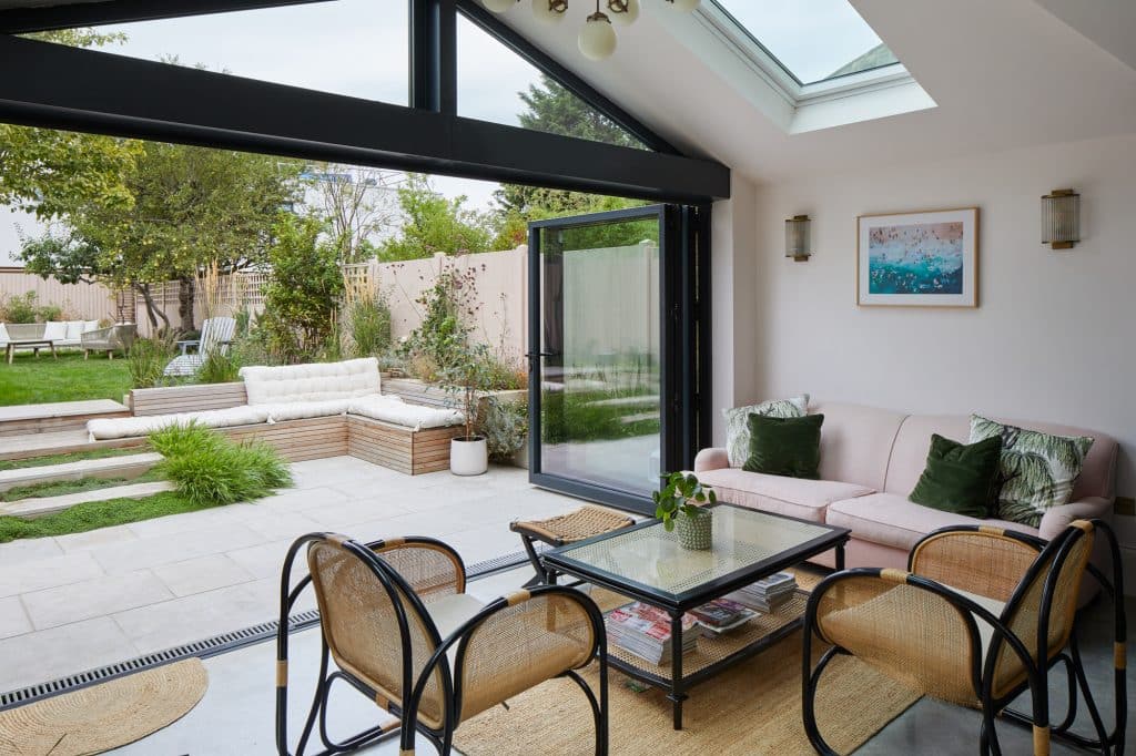 a dining room table in front of a window