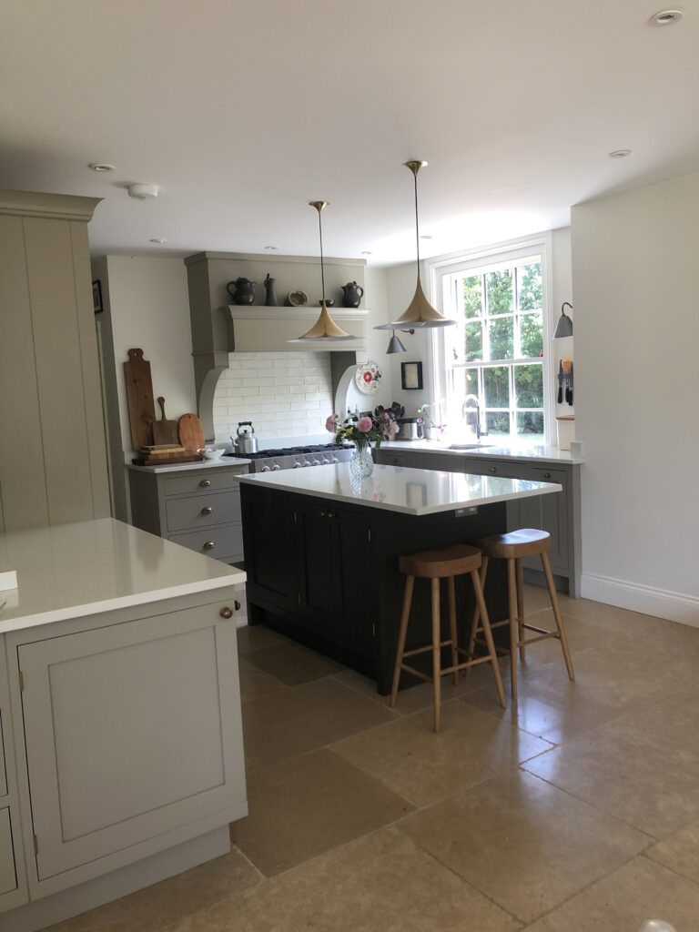 a kitchen with a dining room table