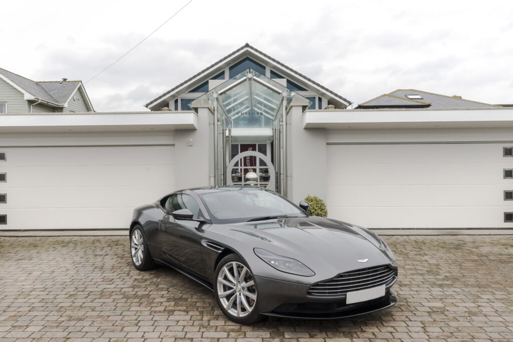 a car parked in front of a building