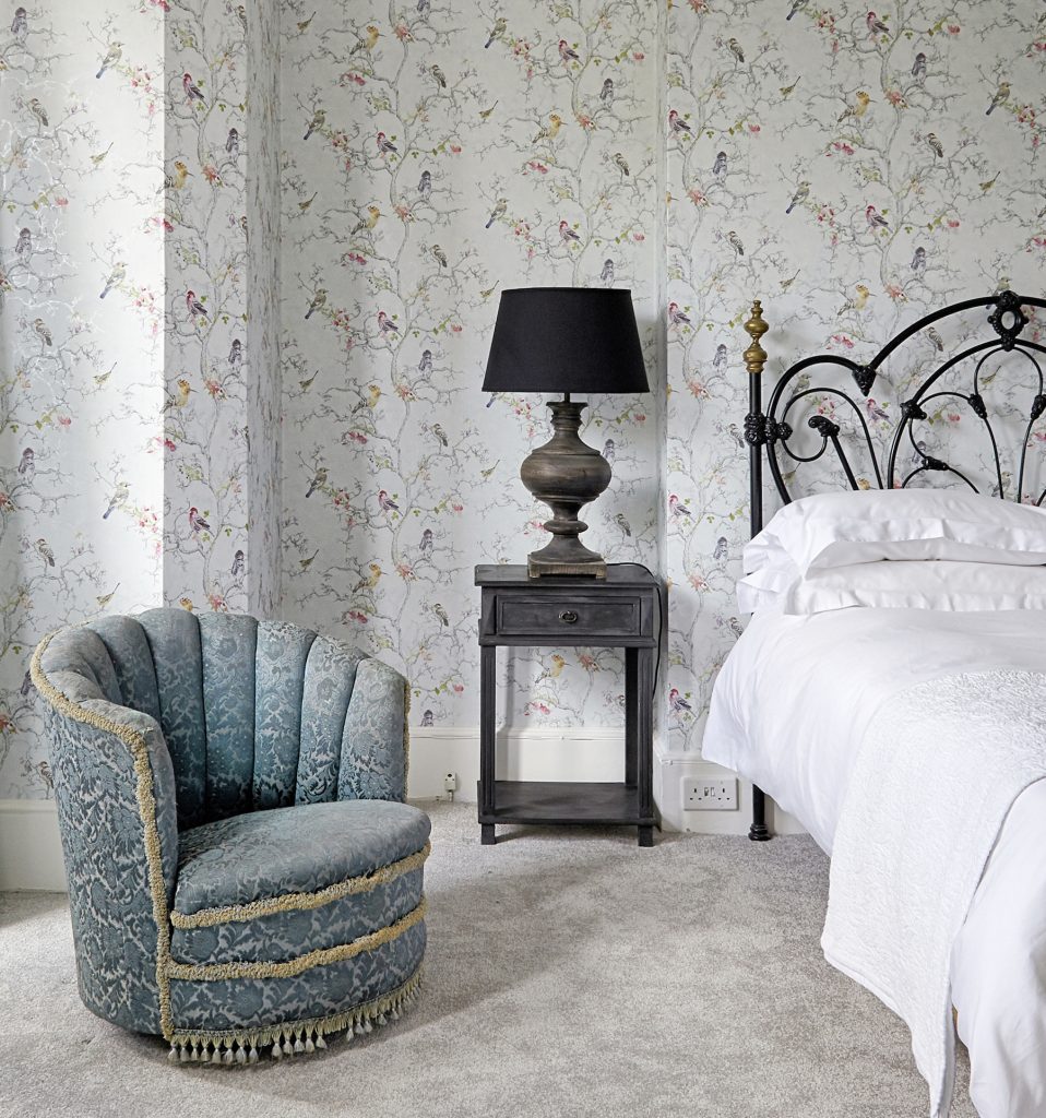 a bed in a room