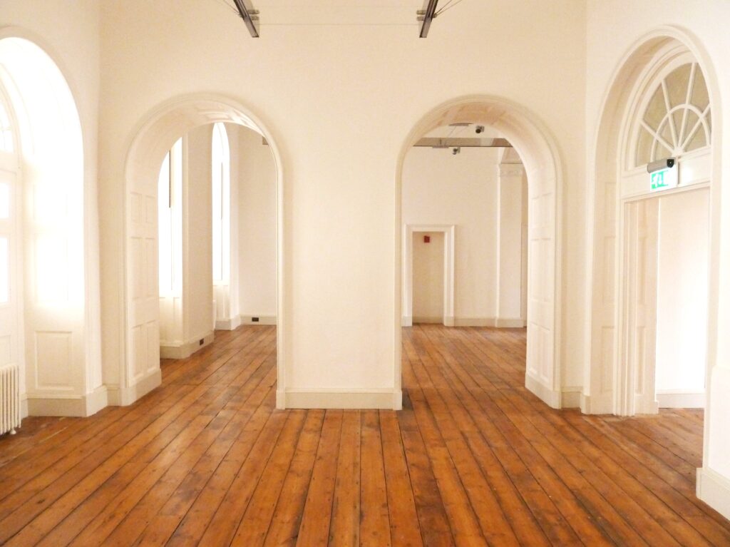 a room with a wood floor