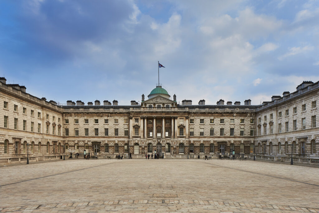 a large building with Somerset House in the background