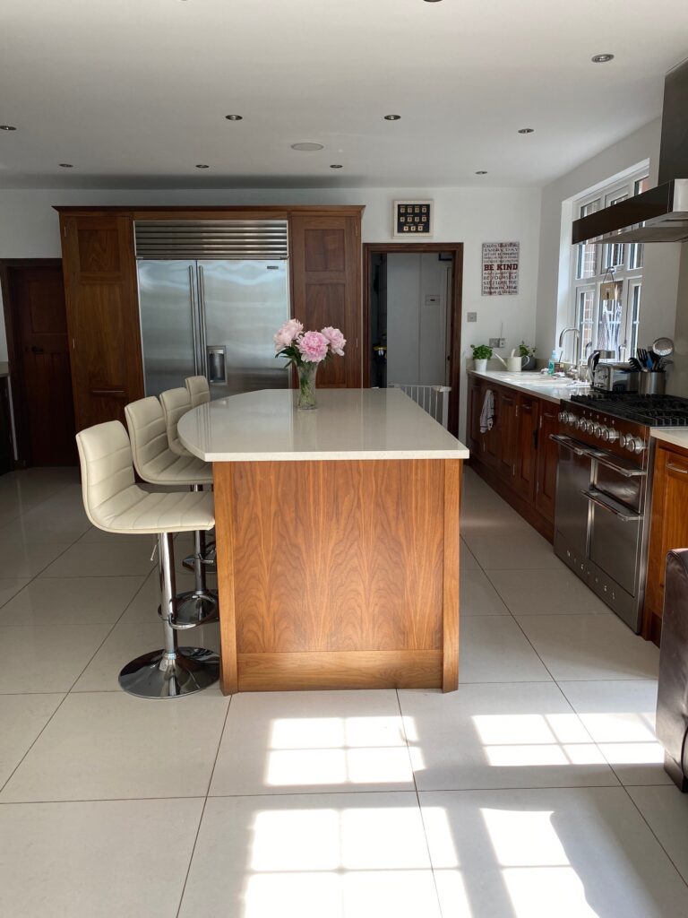 a room with a tile floor