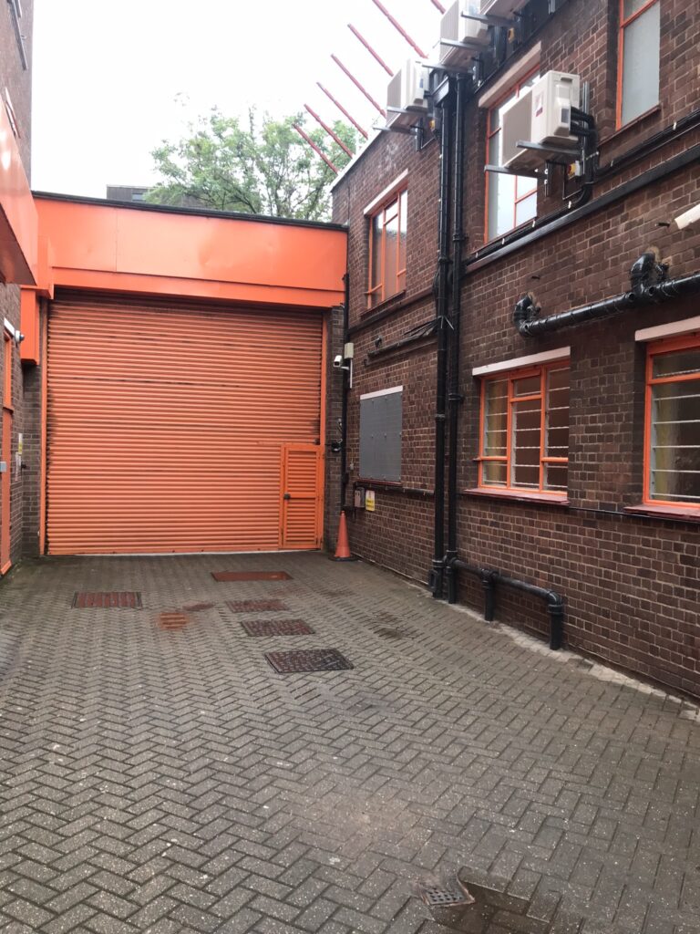 a close up of a brick building