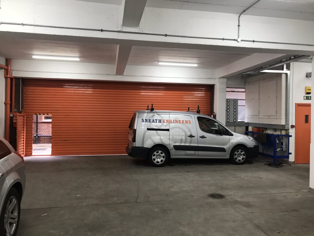 a truck is parked in a parking lot