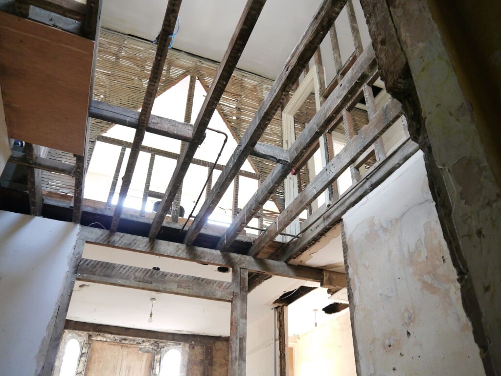 a view of the inside of a building