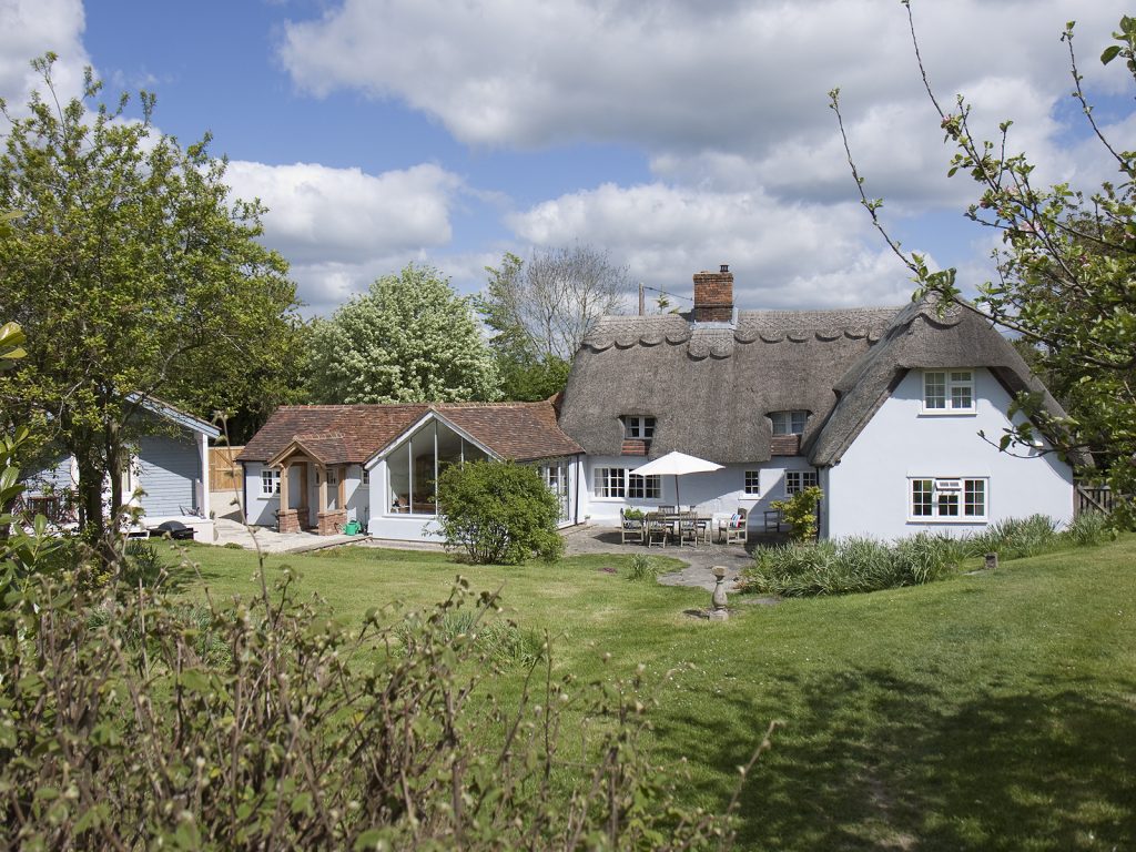 a house with a grass field