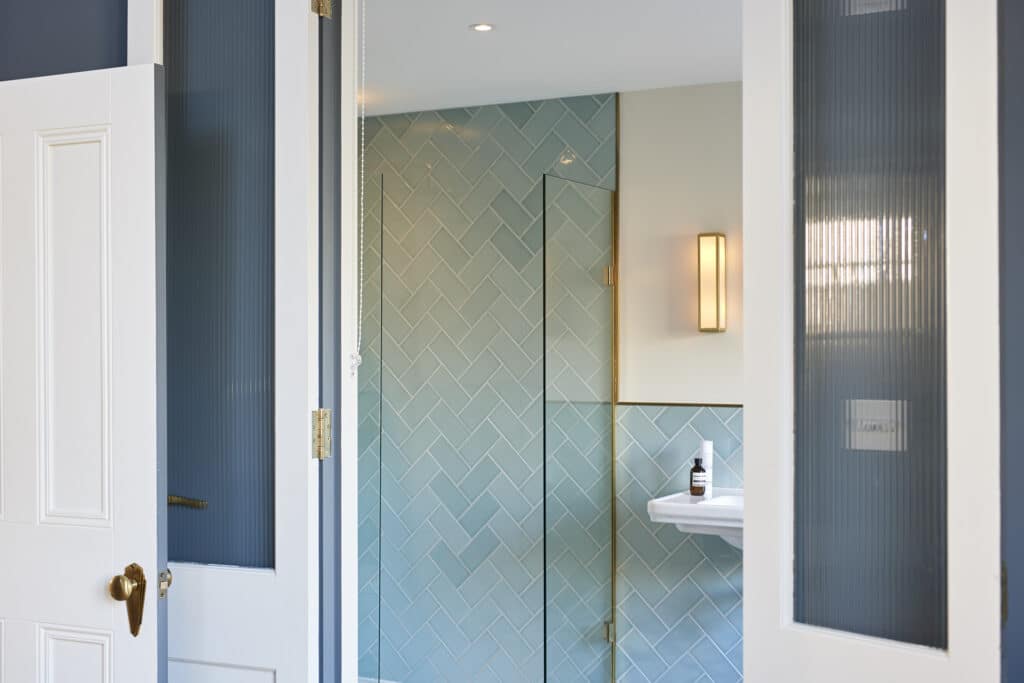 a glass shower door
