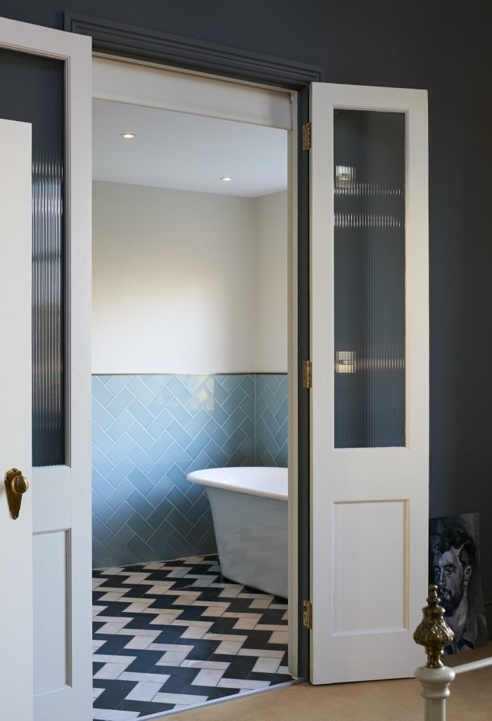 a double door in a room
