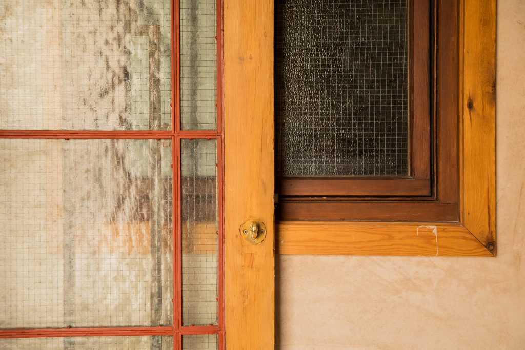 a close up of a door