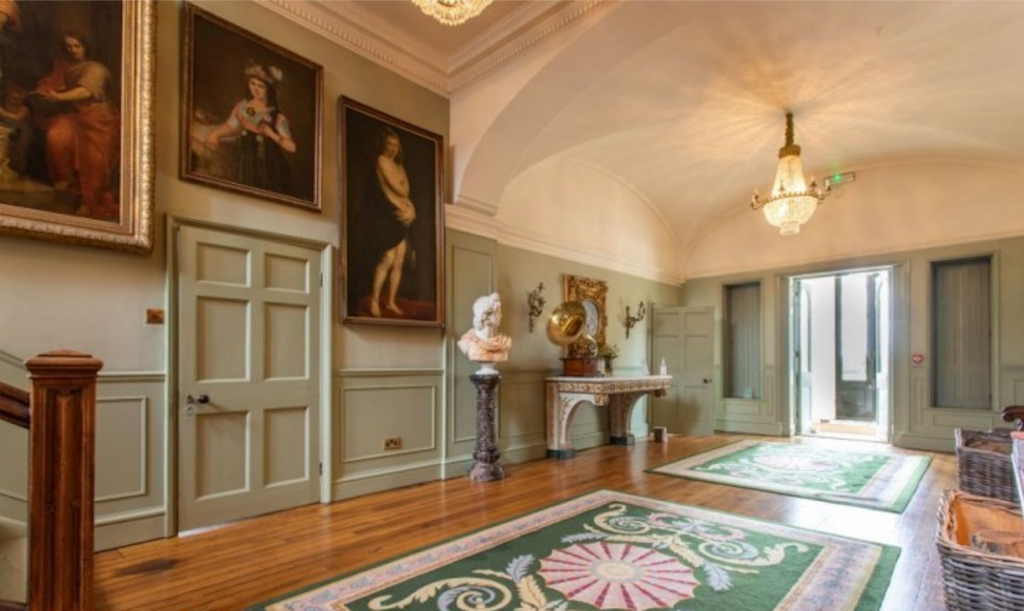 a painting in a living room
