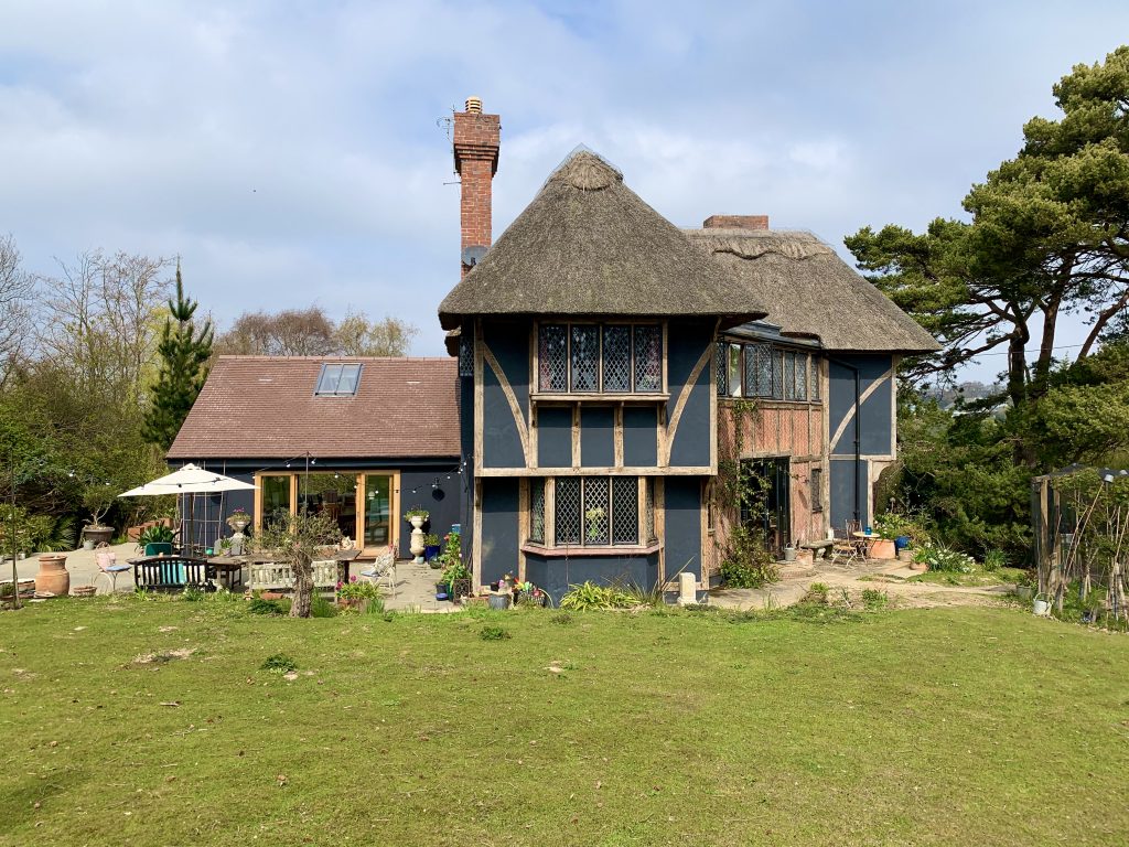 a house with a grass field