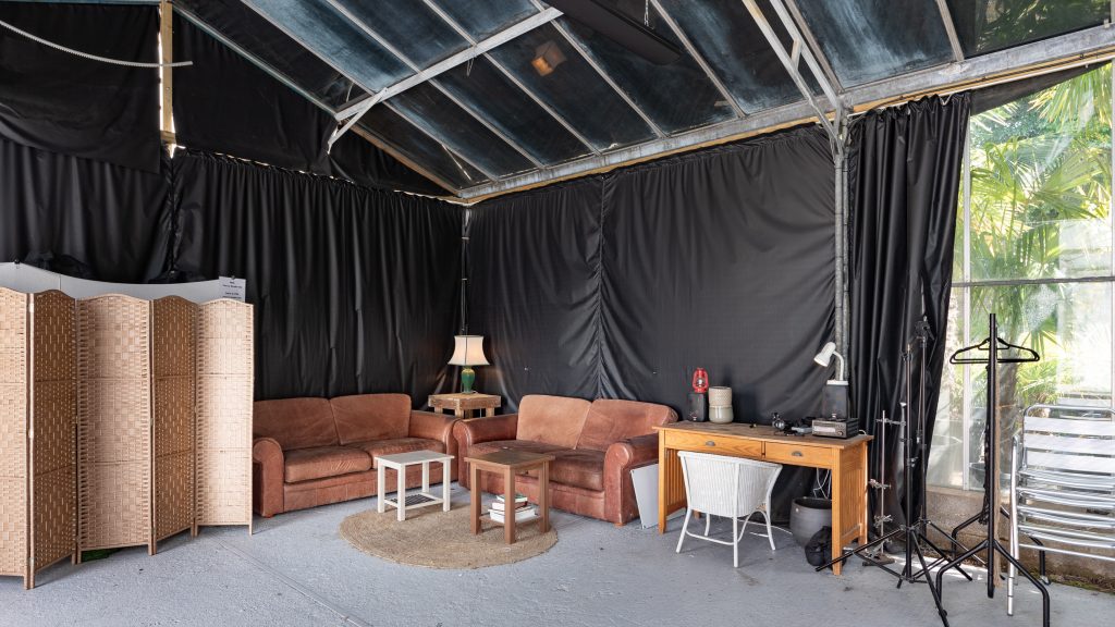a tent on a wooden chair