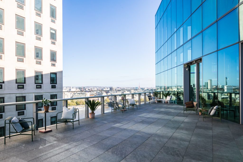 a tall building in a city