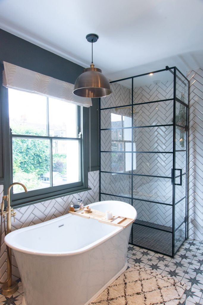 a room with a sink and a window
