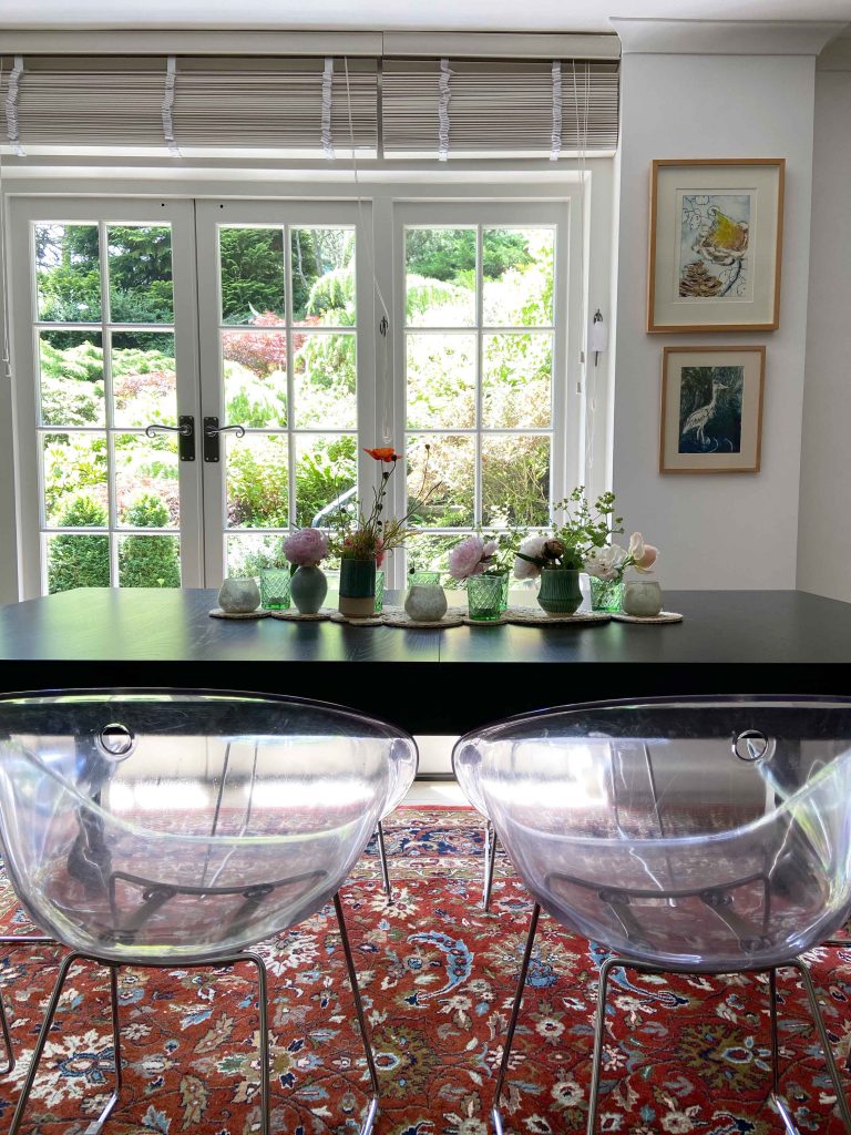 Victorian Water Towerdining-table-with-view-of-garden