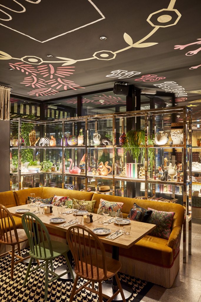 a dining table in a restaurant