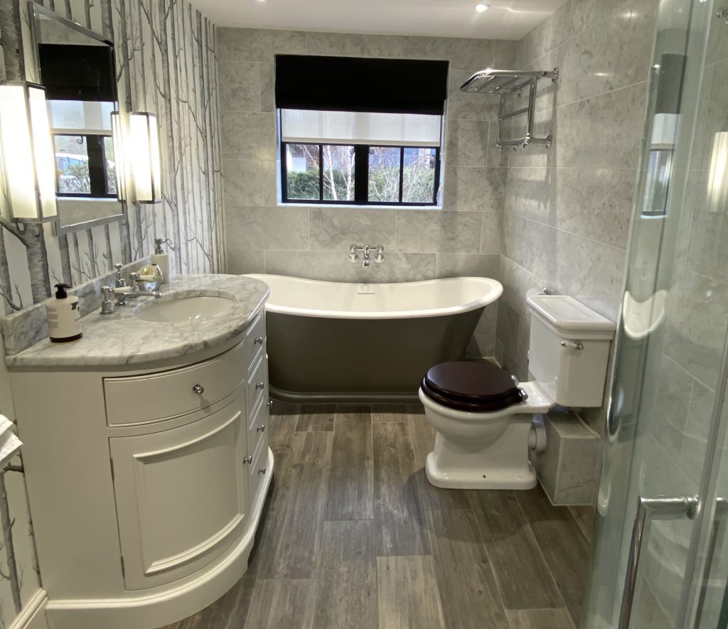 a room with a sink and a window