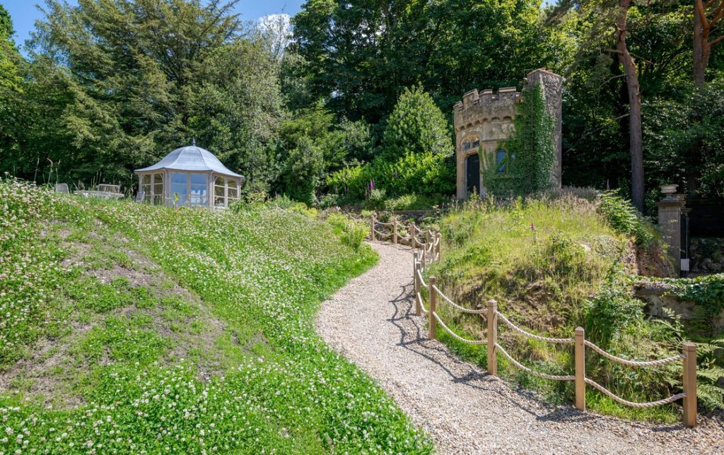 a small house in a garden
