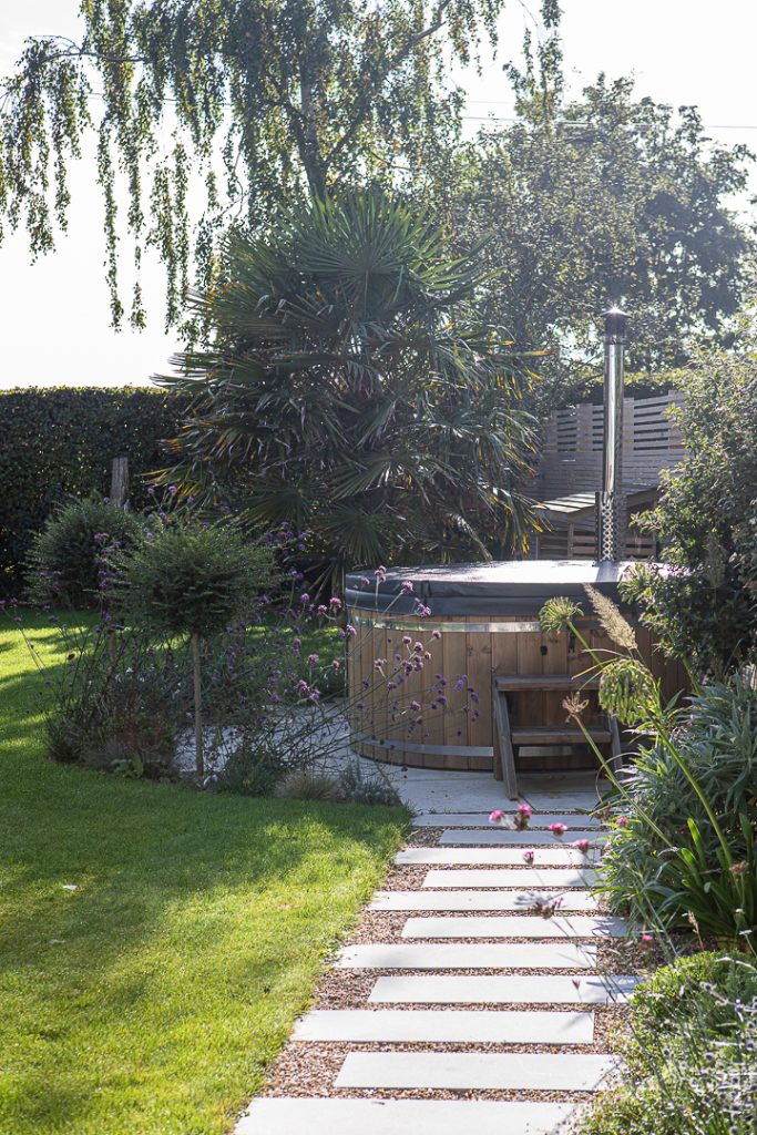 a bench in a garden
