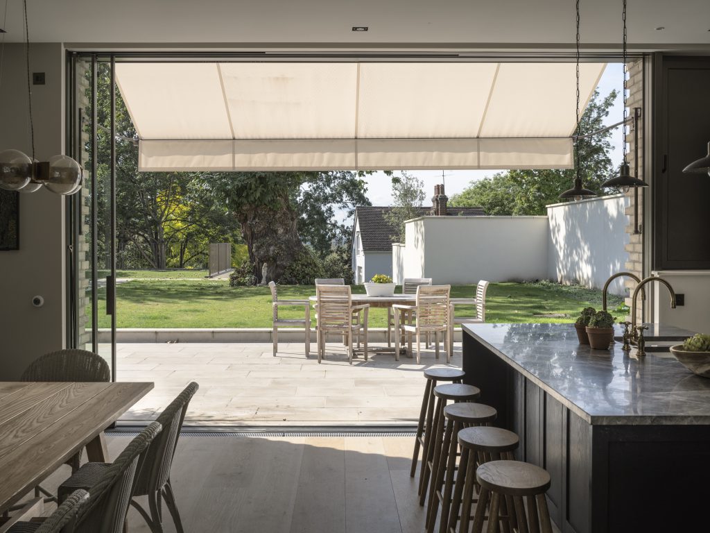 an island in the middle of a room