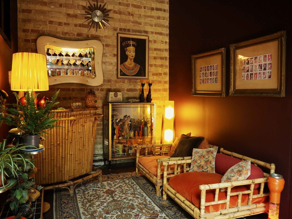 a living room filled with furniture and a fireplace