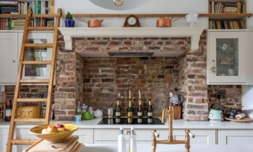 a room filled with furniture and a fireplace