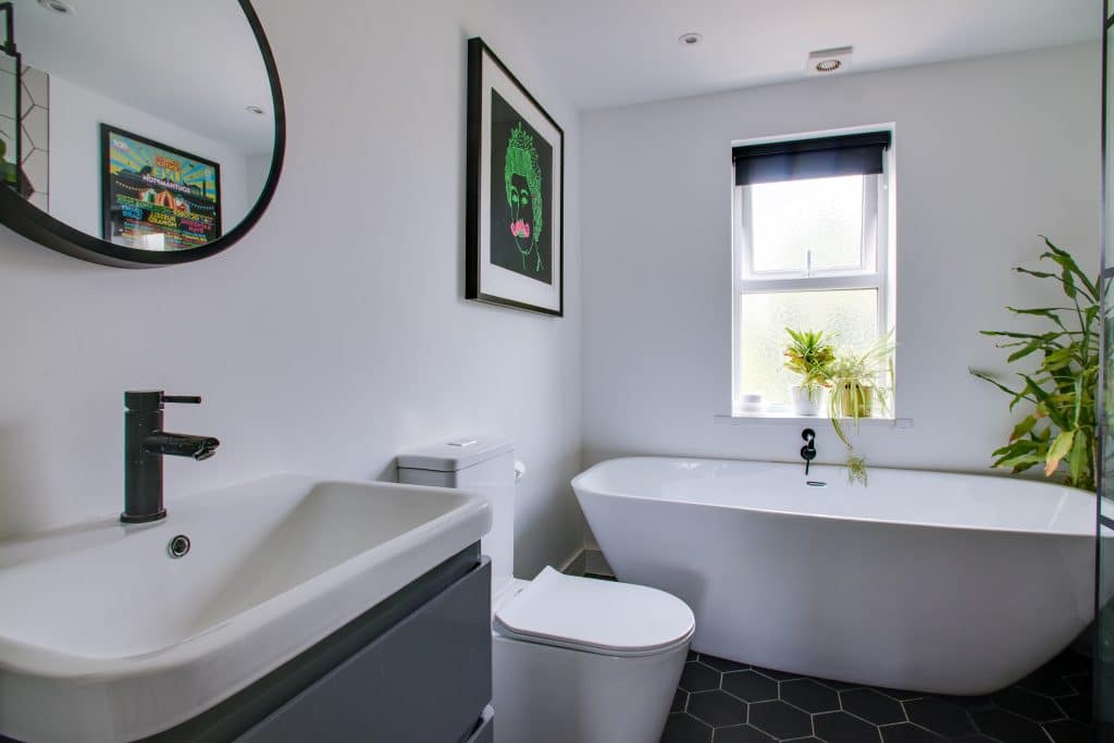a sink and a mirror