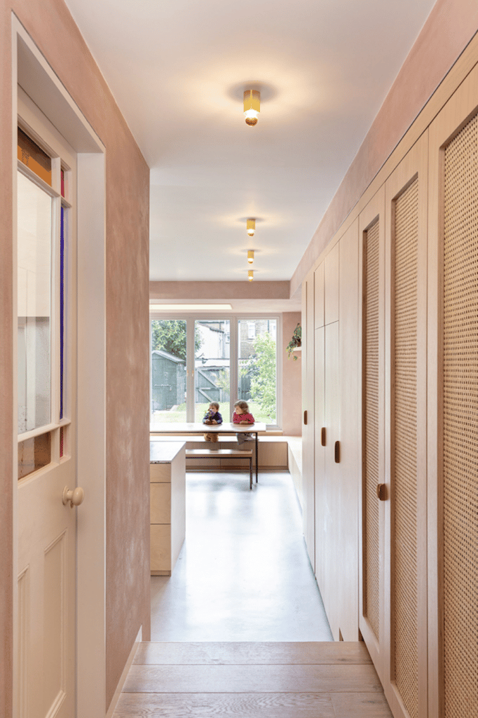 a room with a large window