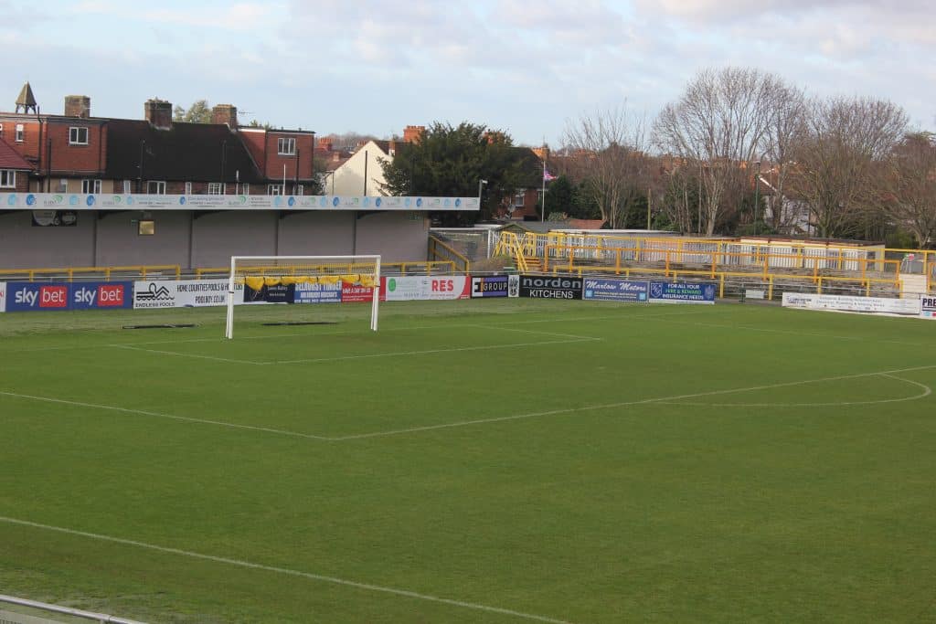 a close up of a football field