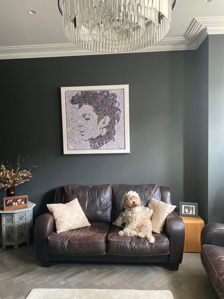 a brown leather couch in a living room