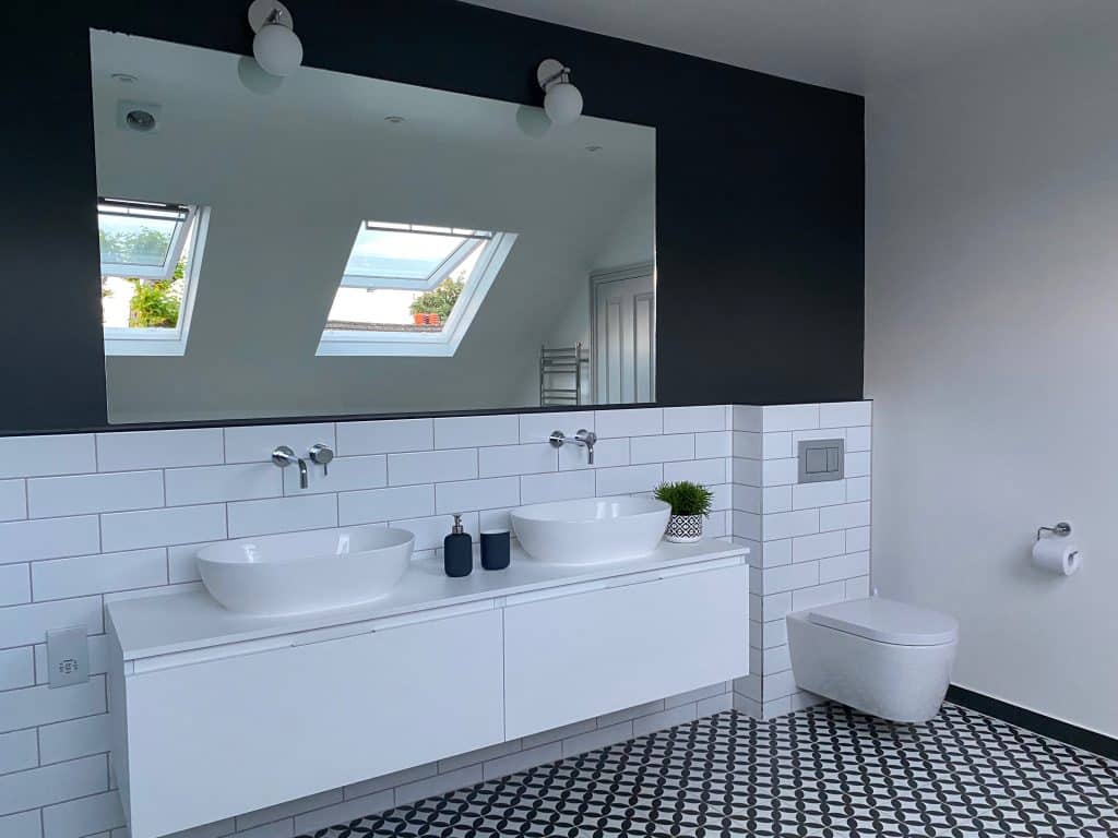 a sink and a mirror