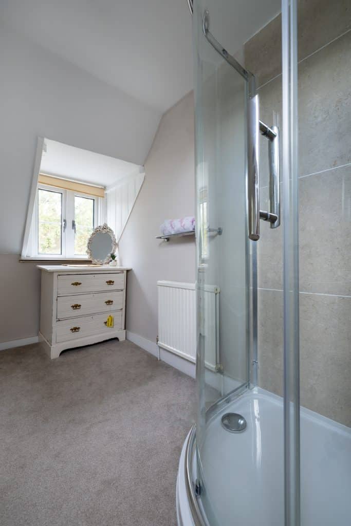 a glass shower door
