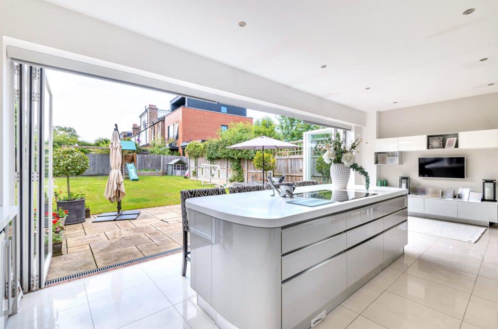 a room with a large window