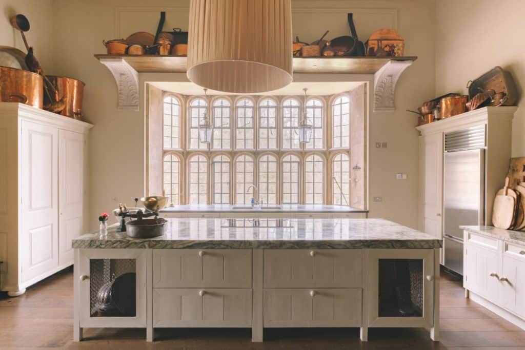 a kitchen with a sink and a window