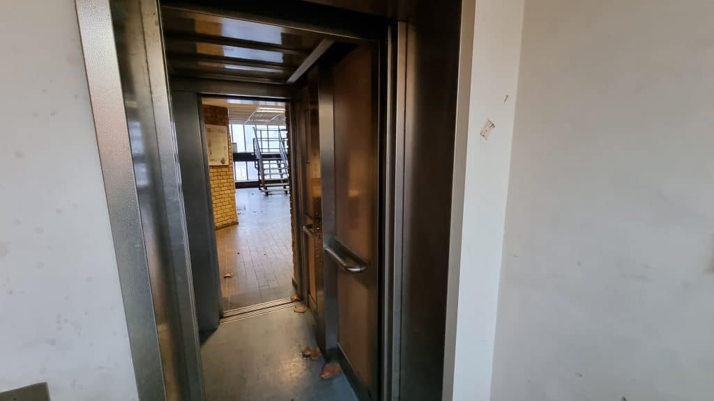 a view of a dirty door