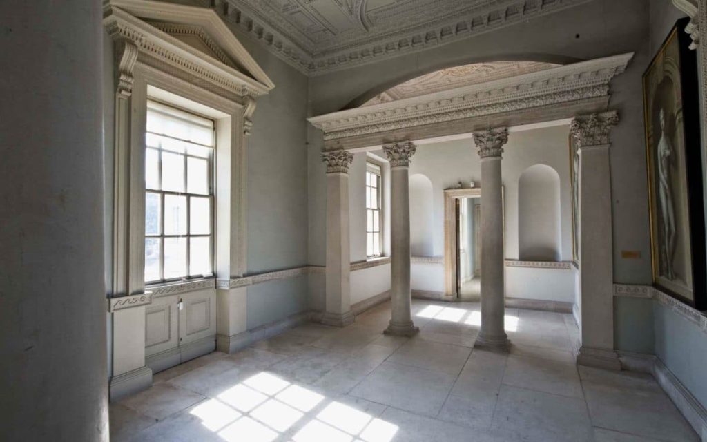 a building with a tiled floor
