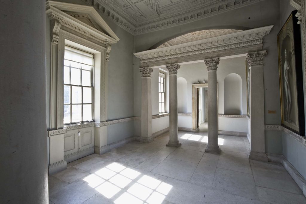 a building with a tiled floor
