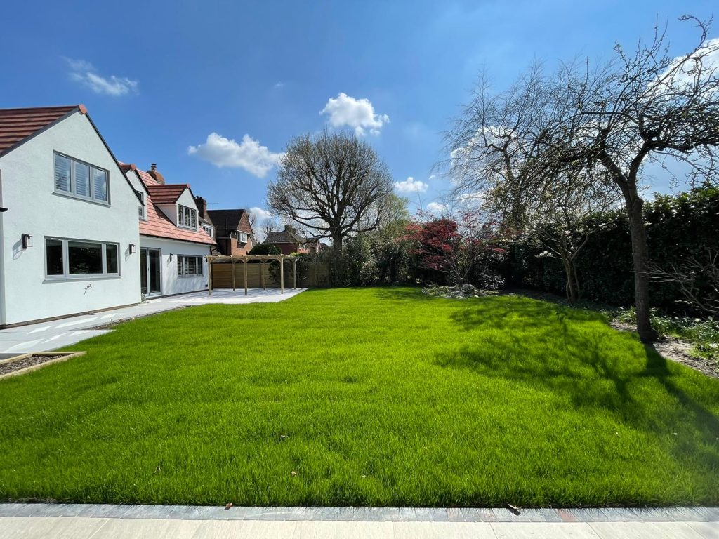 a house with a grass field