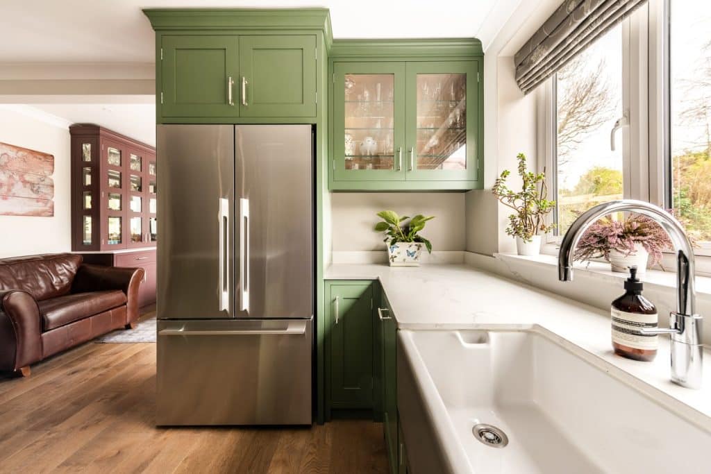 a kitchen with a sink and a window