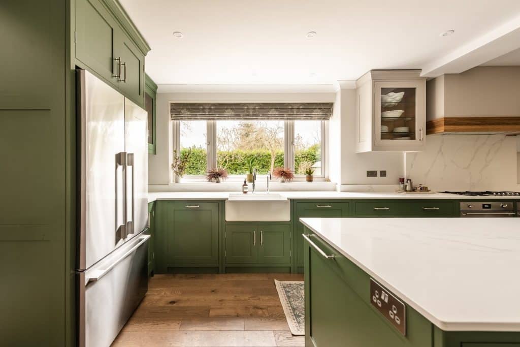 a kitchen with a sink and a window