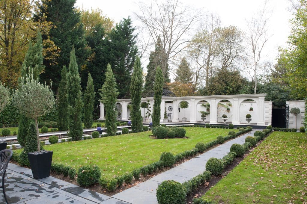 a stone path in a park