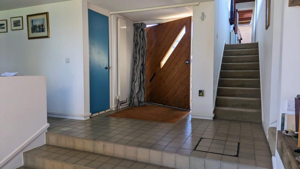 a close up of a door
