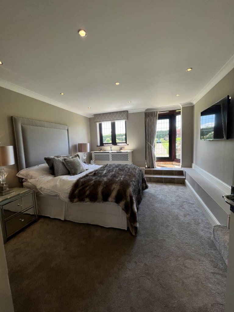 a large bed in a room