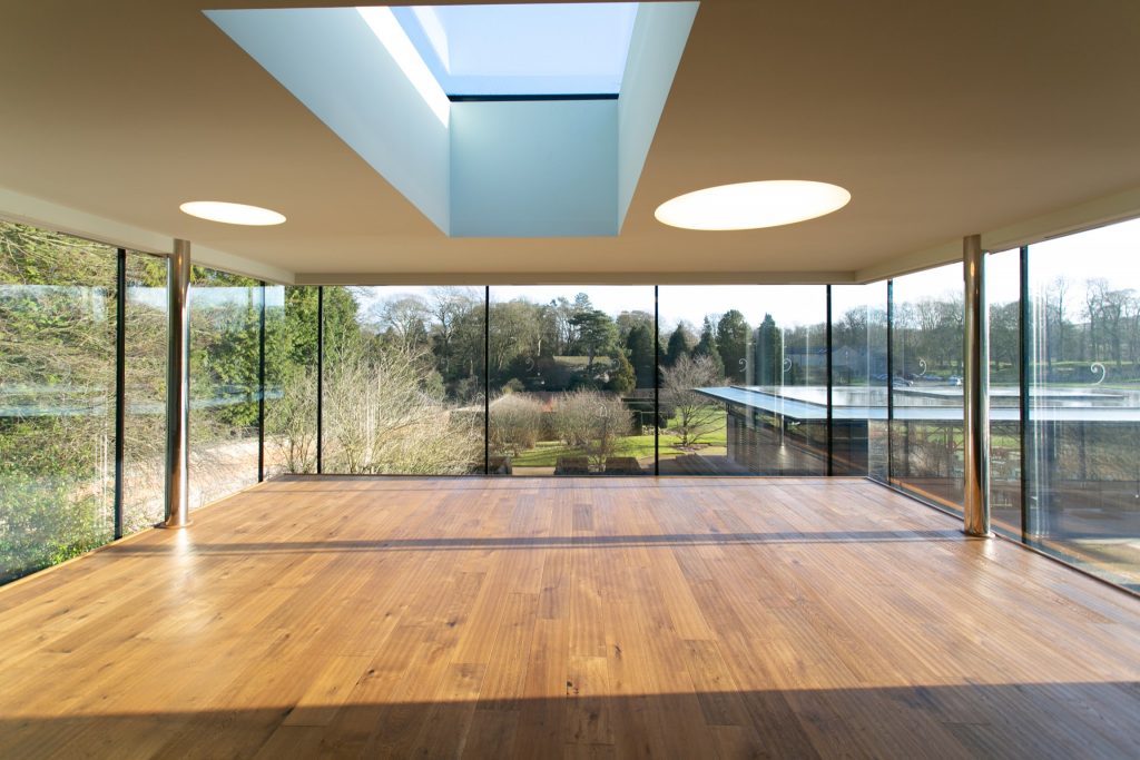 an island in the middle of a room