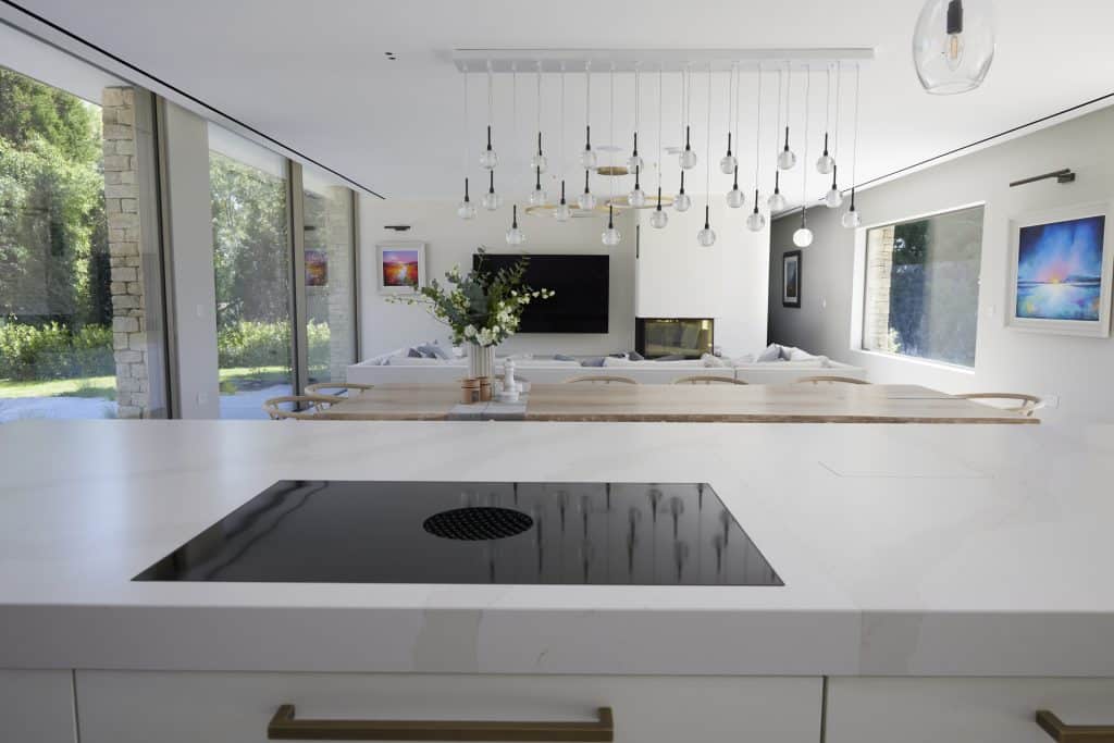 a kitchen with a sink and a window