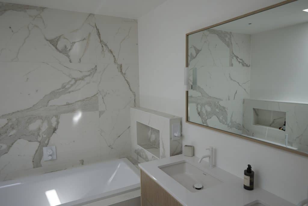 a sink and a mirror