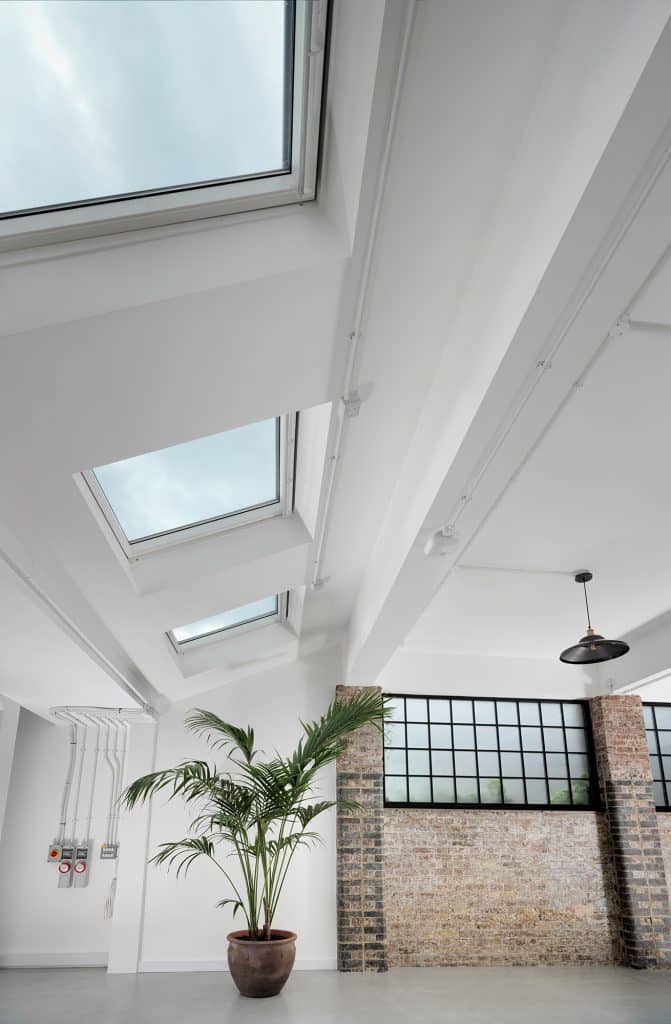 a room with a sink and a window