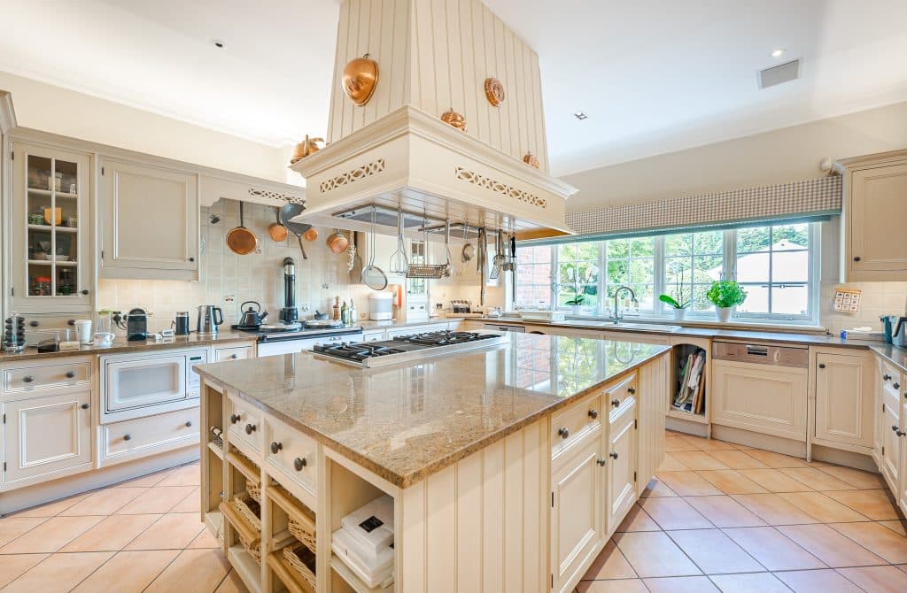 a kitchen with a sink and a window